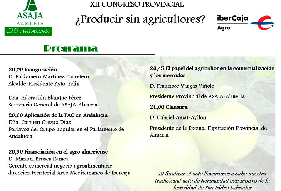 ASAJA convoca su XII Congreso provincial para analizar el papel del agricultor en el mercado actual