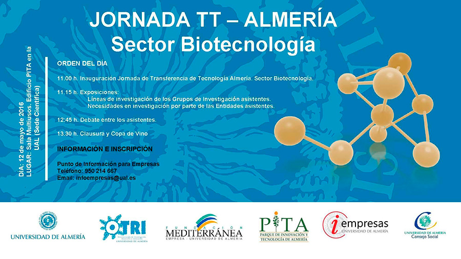 Día 12 de mayo. Jornada de biotecnología en el PITA de la UAL