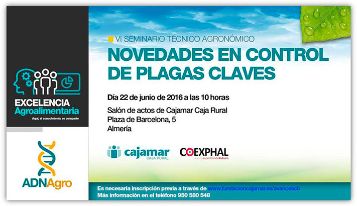 Día 22 de junio. Jornada ‘Novedades en control de plagas claves’. Almería