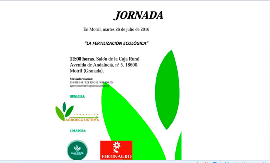Día 26 de julio. Jornada ‘La fertilización ecológica’. Motril