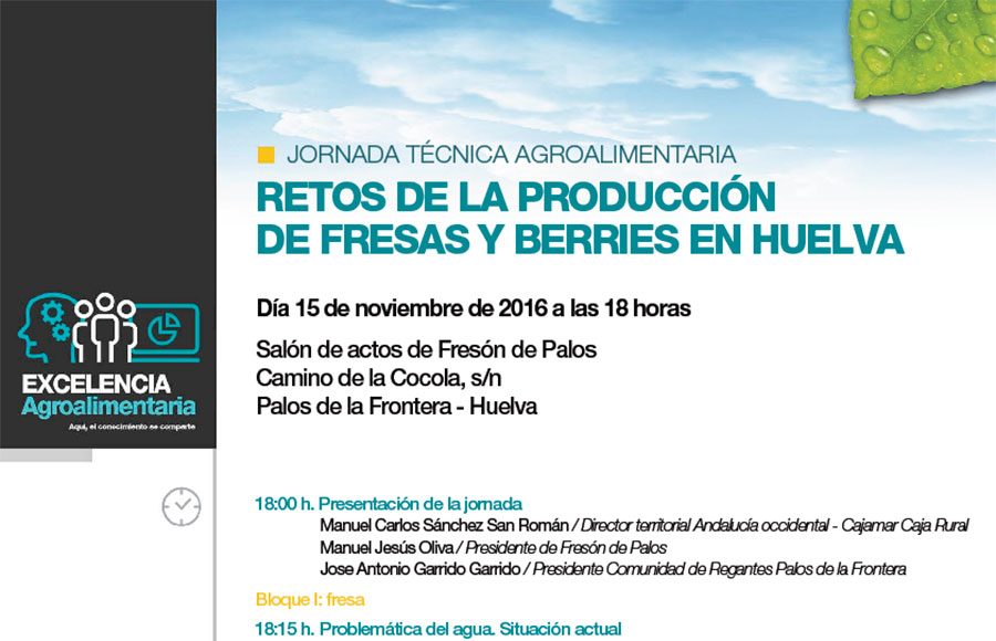 Día 15 de noviembre. Jornada 'Retos de la producción de fresas y berries en Huelva'