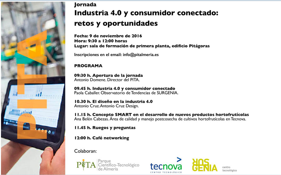 Día 9 de noviembre.  Industria 4.0 y consumidor conectado: retos y oportunidades. PITA