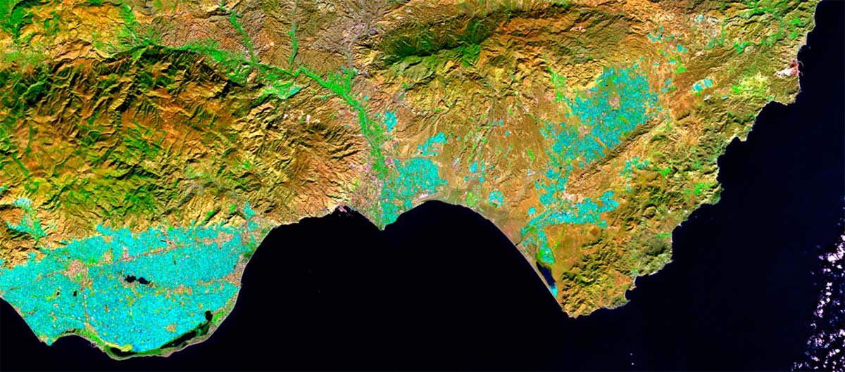El satélite Sentinel 2A cuenta las hectáreas de invernadero de Almería, Granada y Málaga