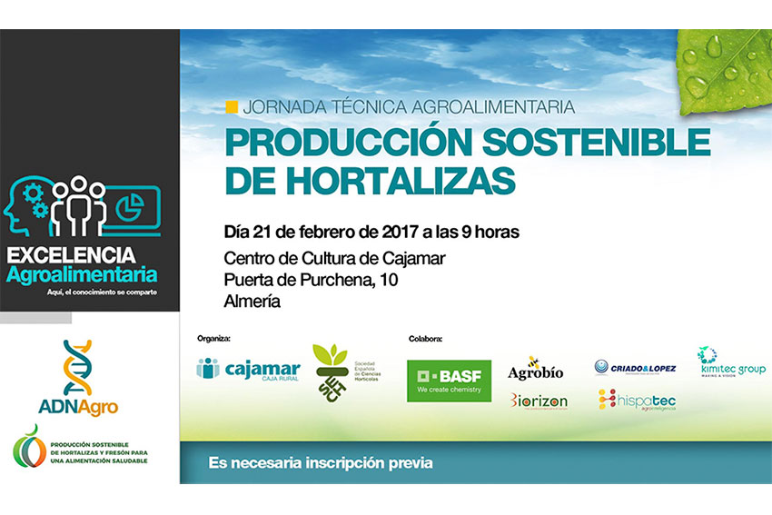 Día 21 de febrero. Jornada técnica ‘Producción sostenible de hortalizas’. Almería