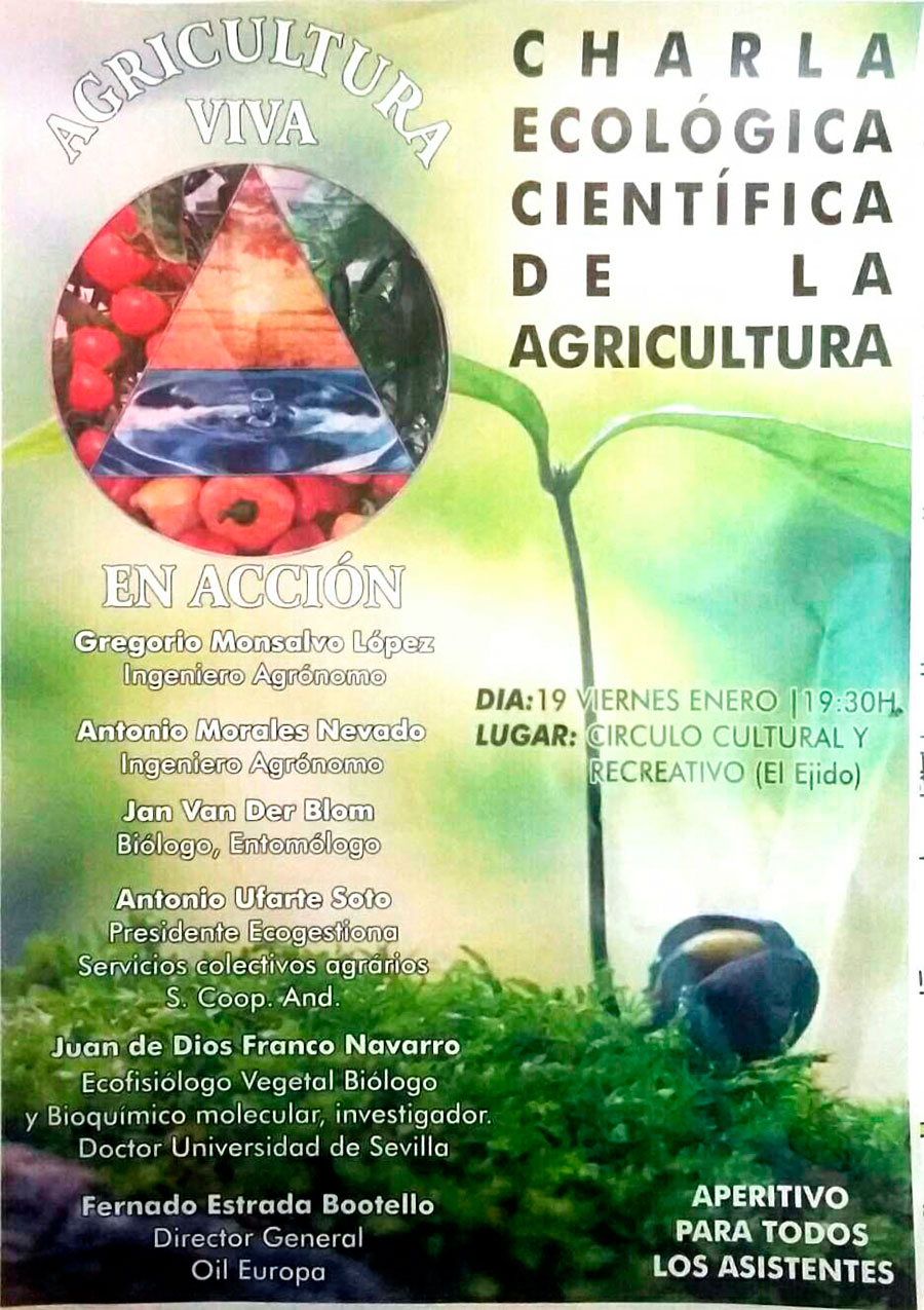 Día 19 de enero. Charla ecológica científica de la agricultura. El Ejido