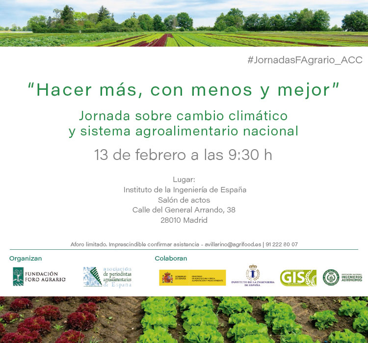Día 13 de febrero. Jornada cambio climático y sistema agroalimentario nacional. Madrid