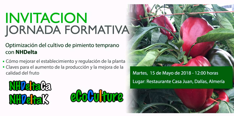 Día 15 de mayo. Jornada formativa sobre optimización del cultivo de pimiento temprano
