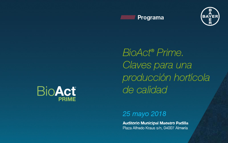 Día 25 de mayo.  Jornada 'BioAct Prime. Claves para una producción hortícola de calidad'