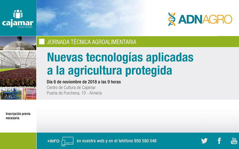 Día 6 de noviembre. Jornada sobre las nuevas tecnologías aplicadas a la agricultura protegida