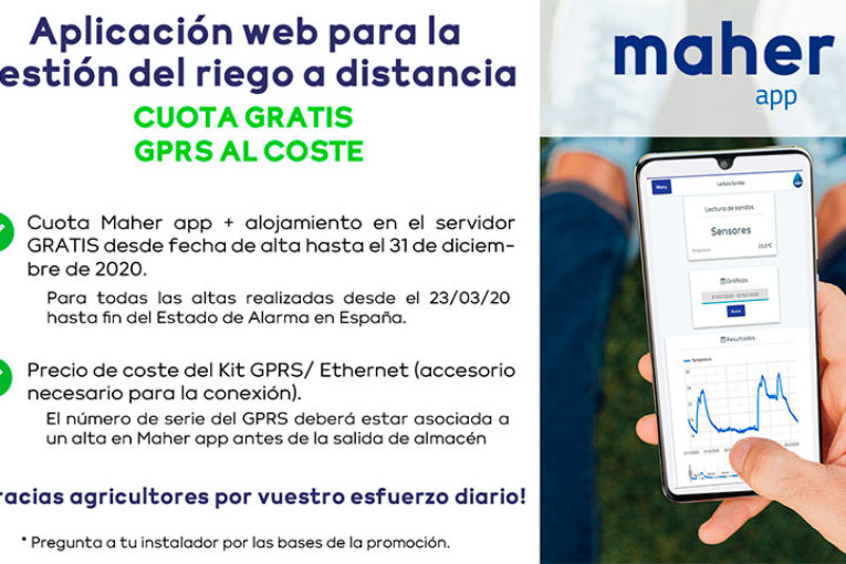 Maher lanza gratis su aplicación web para la gestión del riego a distancia