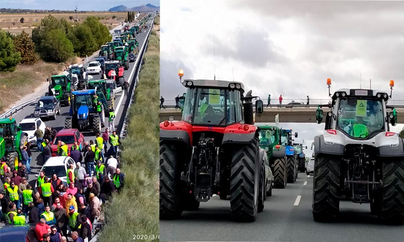 Casi un millar de tractores recorren la Almería y Granada vaciadas