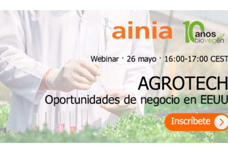 Día 26 de mayo. Webinar 'AGROTECNOLOGÍA: oportunidades de negocio en EEUU'