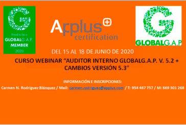 Del 15 al 18 de junio. Curso webinar Auditor Interno de GLOBALG.A.P.