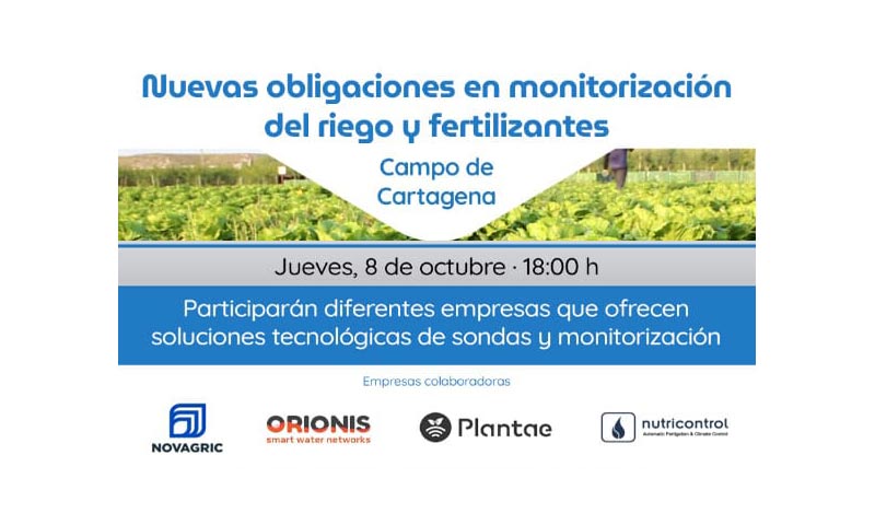 Día 8 de octubre. Nuevas Obligaciones en Monitorización de Riego y Fertilizantes en el Campo de Cartagena
