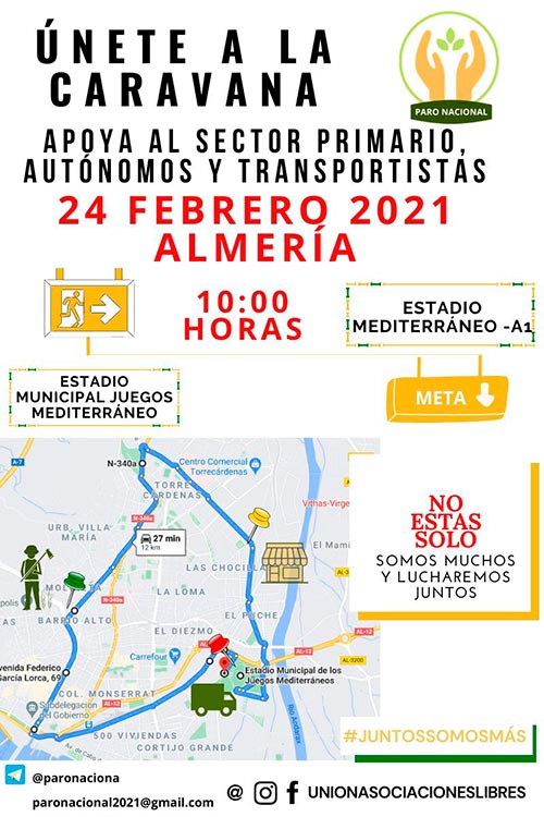 Caravana agrícola por Almería el 24F de 2021. /joseantonioarcos.es