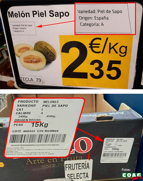 Carrefour vende melones de Brasil como si fueran españoles, según la COAG. /joseantonioarcos.es