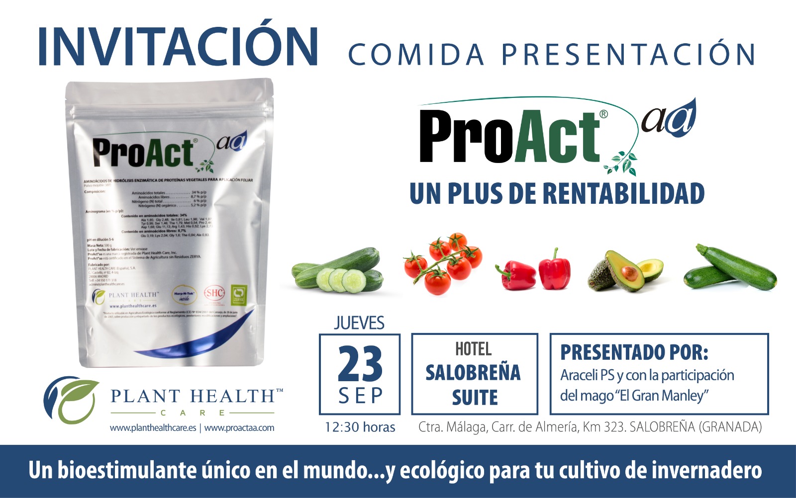 Día 23 de septiembre. Presentación del bioestimulante ProAct de Plant Health Care. Salobreña