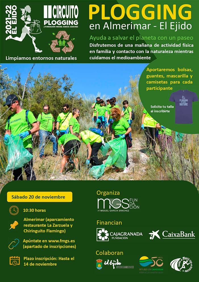 Actividad de plogging en Almerimar, salud para el cuerpo humano, para el individuo y para el medio ambiente, colabora EFA Campomar - agroautentico.com