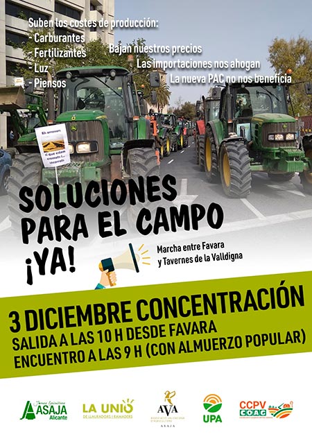 Protesta agrícola en Valencia el 3 de diciembre de 2021. / agroautentico.com