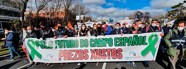 Productores gallegos piden precios justos en la manifestación del sector primario en Madrid. / agroautentico.com