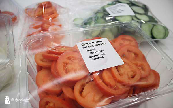 Tarrinas de tomate y pepino congelado de La Unión Long Fresh.