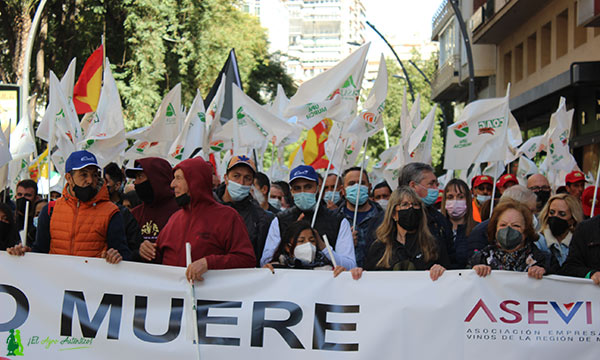 Manifestación del sector agro en Murcia el 16 de febrero de 2022.