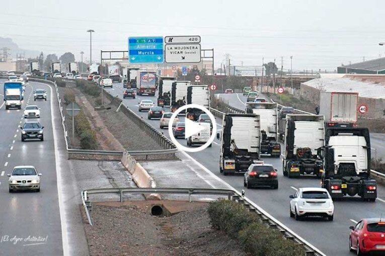 Marcha protesta de cientos de camiones por la autovía del Mediterráneo