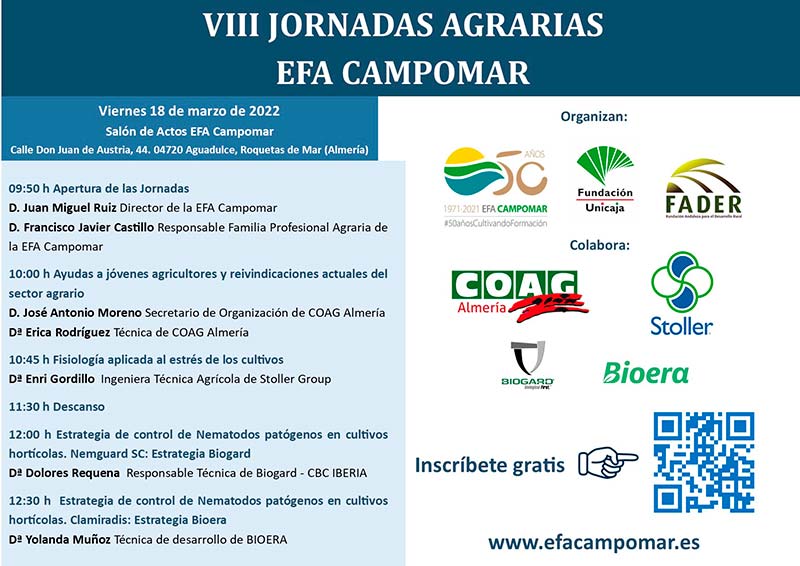 Día 18 de marzo. VIII Jornadas agrarias EFA Campomar