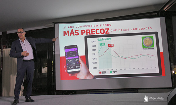 Miguel García presenta la gráfica de medias de las últimas campañas en pimiento / agroautentico.com