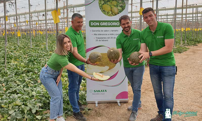 El equipo de Sakata con melón Don Gregorio / agroautentico.com
