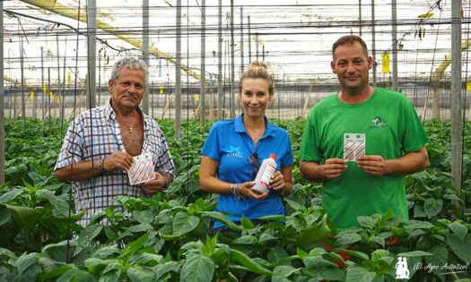 Gabriel Fernández, padre e hijo, con Isabel Caparrós, técnica de campo almeriense / agroautentico.com