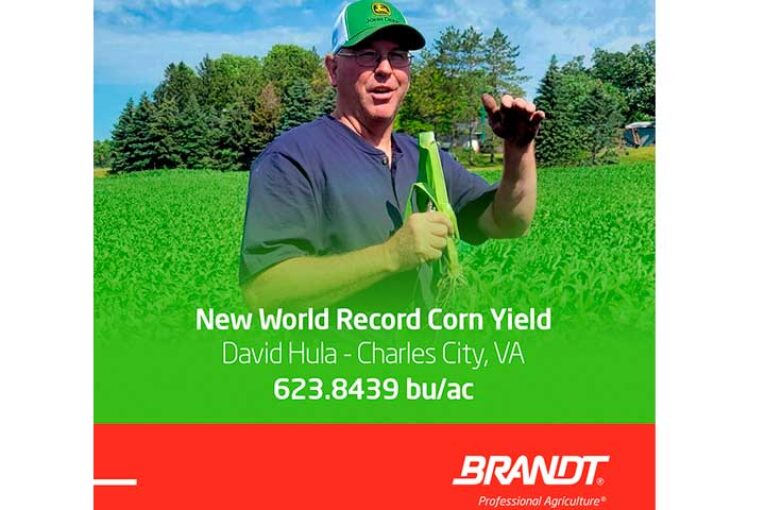 David Hula logra un nuevo récord mundial de rendimiento de maíz con Brandt