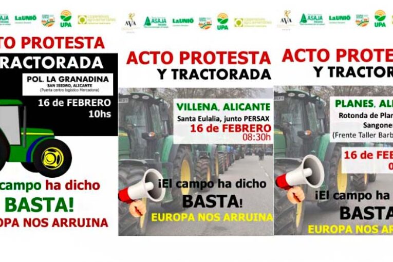 Tabla reivindicativa organizaciones agrarias 16F Alicante