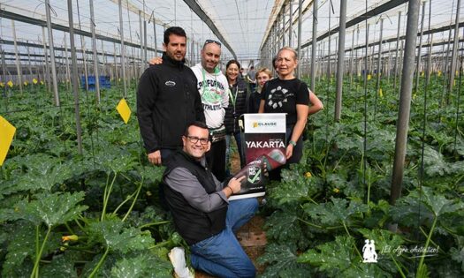 Calabacín Yakarta. Raimundo García con productores y técnicos en las puertas abiertas de El Ejido / agroautentico.com