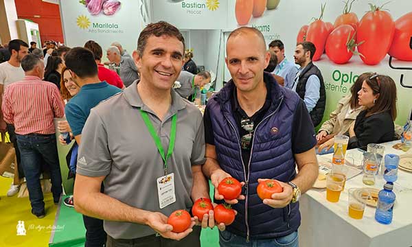 José Luis Márquez, técnico, y Alejandro García, agricultor, con el nuevo tomate resistente a ToBRFV / agroautentico.com