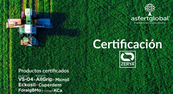 Asfertglobal ha obtenido la certificación ZERYA® para sus productos