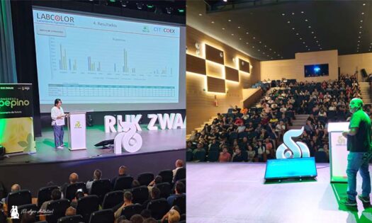 Mª Antonia Elorrieta, de Labcolor; y Paco Sola, de Hortalan Med, en el Congreso de pepino de Rijk Zwaan / agroautentico.com
