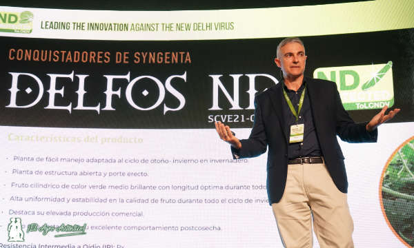 Víctor García del Águila, product manager de cuburbitáceas en los países del área mediterránea. Evento Syngenta resistencias Nueva Delhi / agroautentico.com