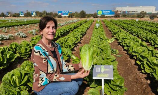 Isabel Díaz con la lechuga Yoannina de Syngenta / agroautentico.com