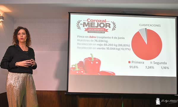 Marina García, delegada de Meridiems Seeds en Almería, en la presentación del pimiento Corozal / agroautentico.com