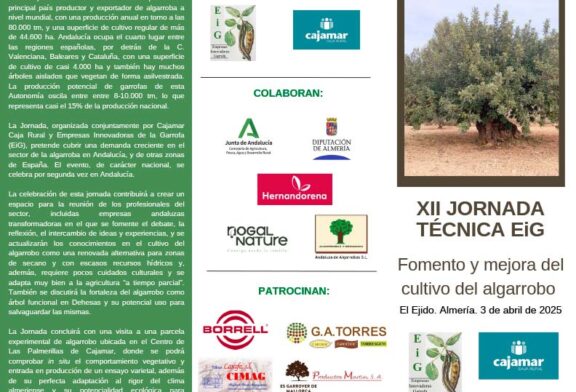 Día 3 de abril. XII Jornada Técnica Fomento y Mejora del Cultivo del Algarrobo en El Ejido