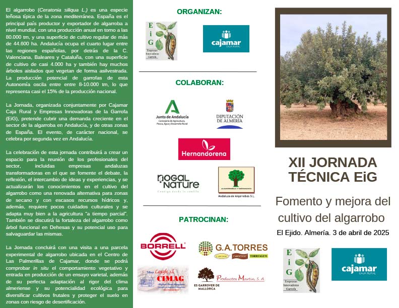 Día 3 de abril. XII Jornada Técnica Fomento y Mejora del Cultivo del Algarrobo en El Ejido