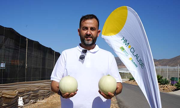 Miguel Ángel Rodríguez con frutos de esta nueva especialidad en melón de HM.Clause / agroautentico.com