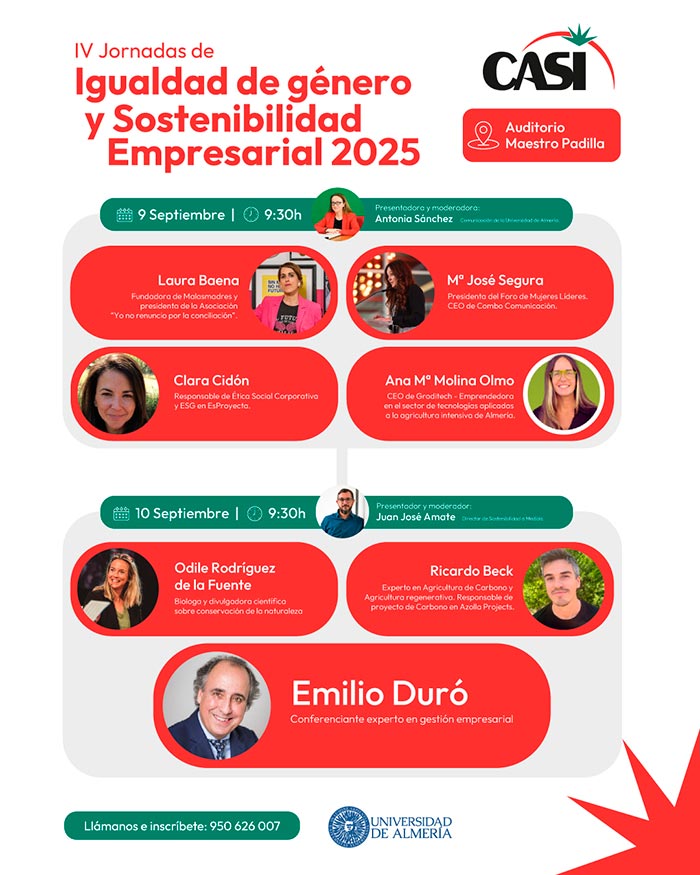 Días 9 y 10 de septiembre. IV Jornadas de Igualdad de Género y Sostenibilidad Empresarial 2025