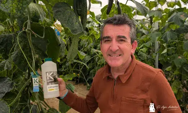 Julián Giner muestra ambos formatos: el actual en bote de Limonica y el nuevo en sobre aluminizado / agroautentico.com